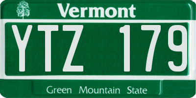 VT license plate YTZ179