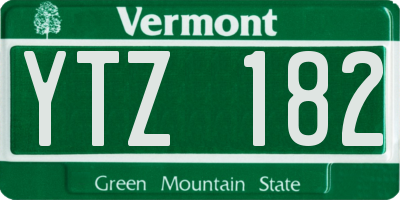 VT license plate YTZ182