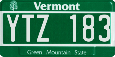 VT license plate YTZ183