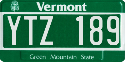 VT license plate YTZ189