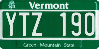 VT license plate YTZ190