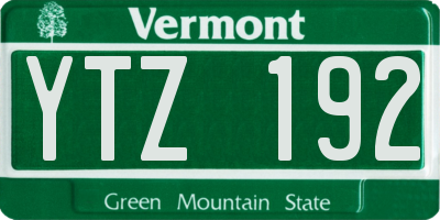 VT license plate YTZ192