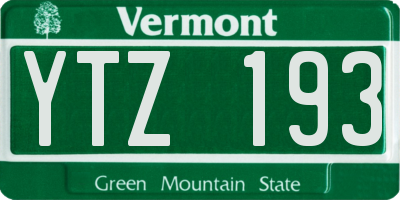 VT license plate YTZ193