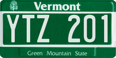 VT license plate YTZ201