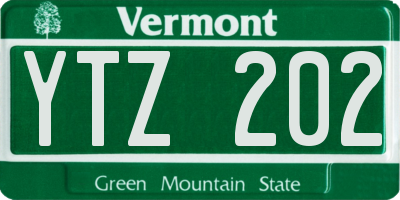 VT license plate YTZ202