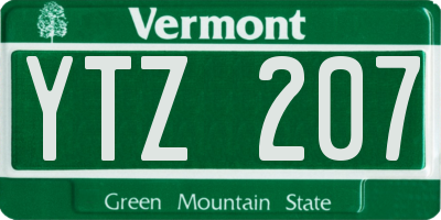 VT license plate YTZ207