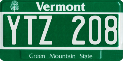 VT license plate YTZ208