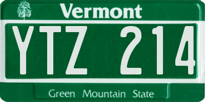 VT license plate YTZ214