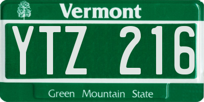 VT license plate YTZ216