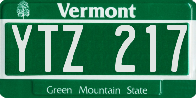 VT license plate YTZ217
