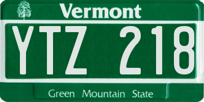 VT license plate YTZ218