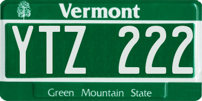 VT license plate YTZ222