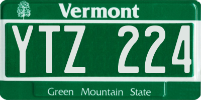 VT license plate YTZ224