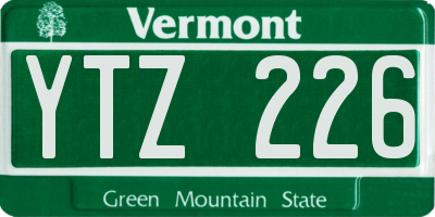 VT license plate YTZ226