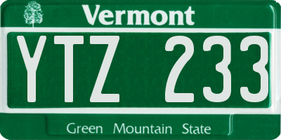 VT license plate YTZ233