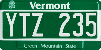 VT license plate YTZ235