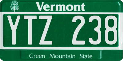 VT license plate YTZ238