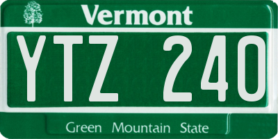 VT license plate YTZ240