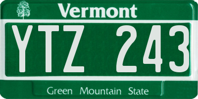 VT license plate YTZ243