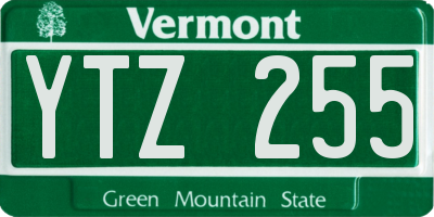 VT license plate YTZ255