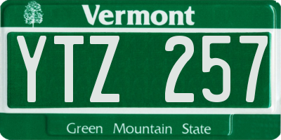 VT license plate YTZ257
