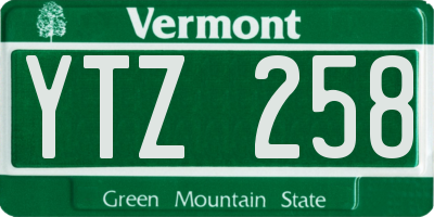 VT license plate YTZ258