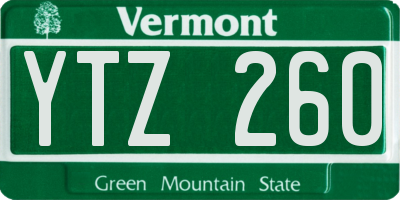 VT license plate YTZ260