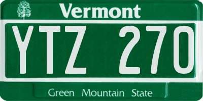 VT license plate YTZ270
