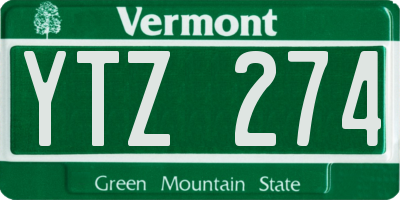 VT license plate YTZ274