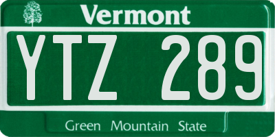 VT license plate YTZ289