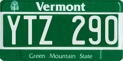VT license plate YTZ290