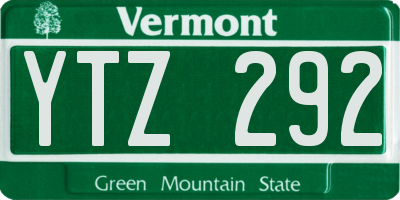 VT license plate YTZ292