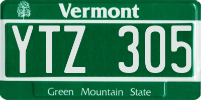 VT license plate YTZ305