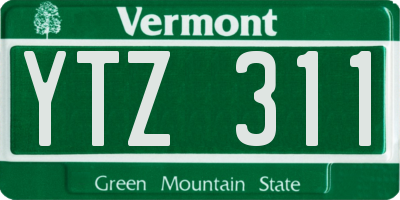 VT license plate YTZ311