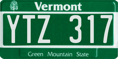 VT license plate YTZ317