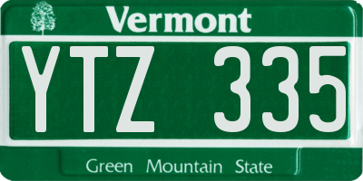 VT license plate YTZ335