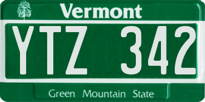 VT license plate YTZ342