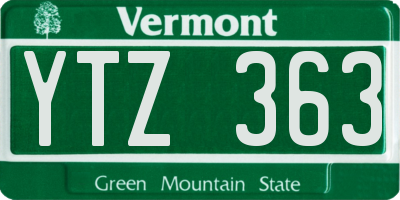 VT license plate YTZ363