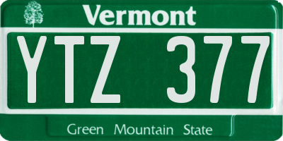 VT license plate YTZ377