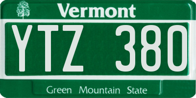 VT license plate YTZ380