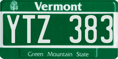 VT license plate YTZ383