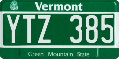 VT license plate YTZ385