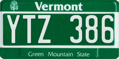 VT license plate YTZ386