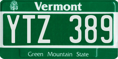 VT license plate YTZ389