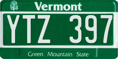 VT license plate YTZ397