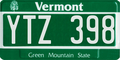 VT license plate YTZ398