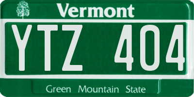 VT license plate YTZ404