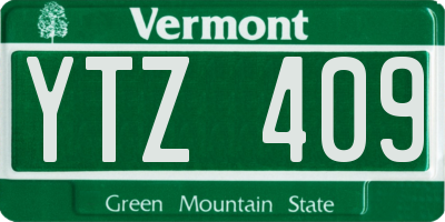 VT license plate YTZ409