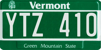 VT license plate YTZ410