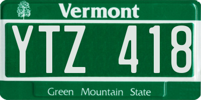 VT license plate YTZ418